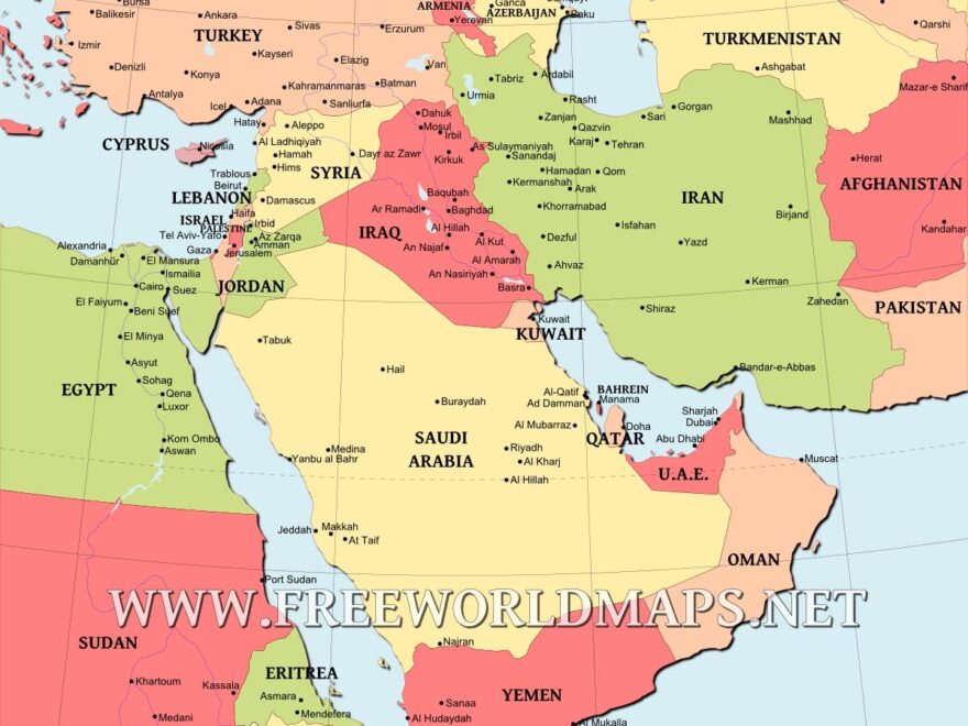 Middle East Map Freeworldmaps