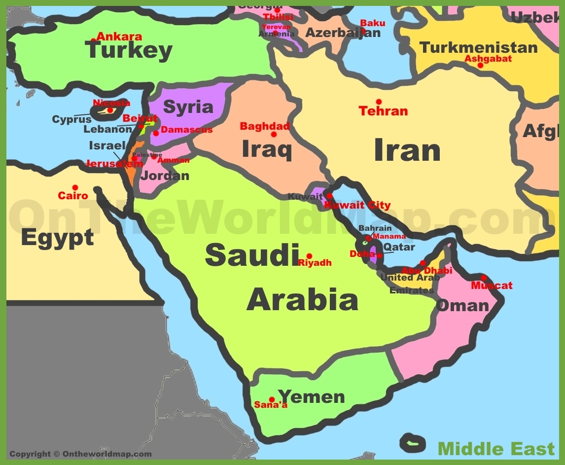 Free Printable Map Of Middle East Countries