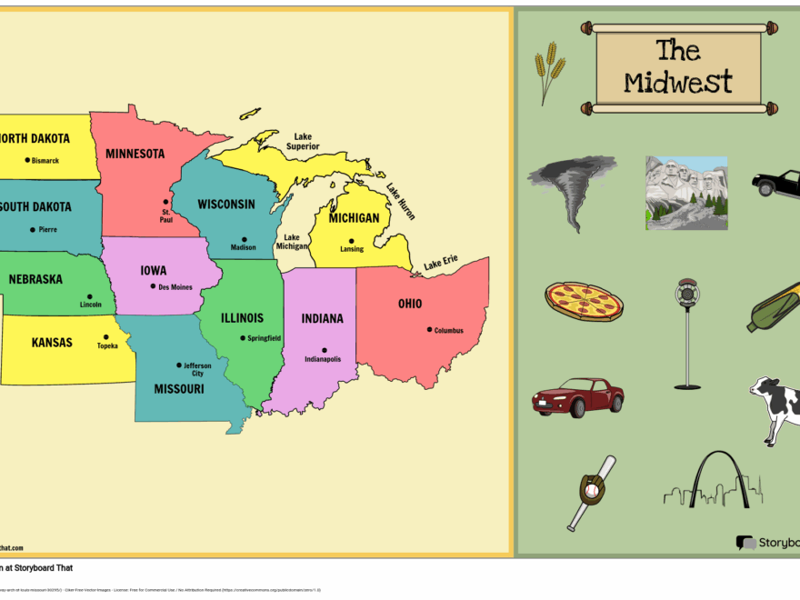 Midwest Map Activity Label Capitals With Storyboard That