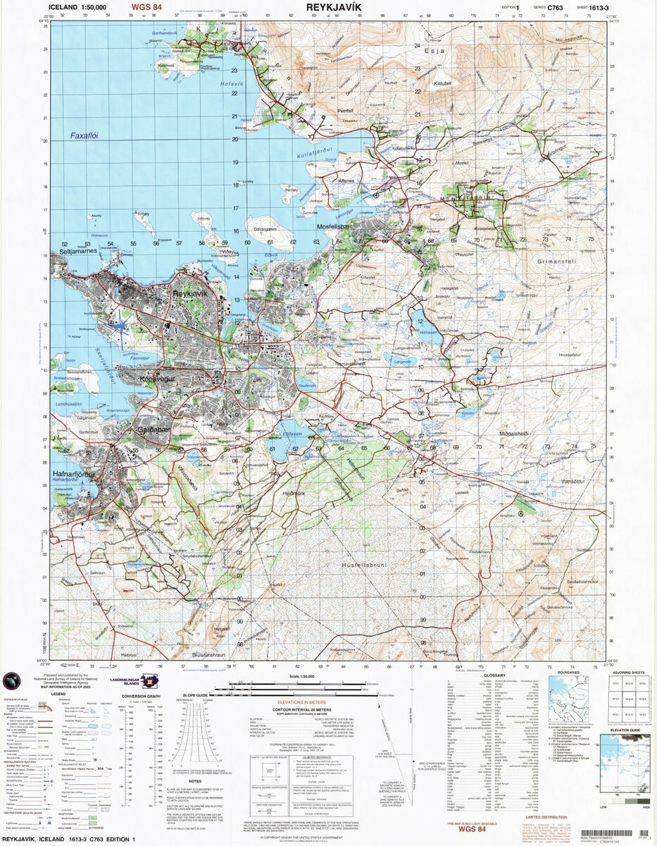Military Topographic Map Of Reykjavik Iceland 1 50 000 EBay