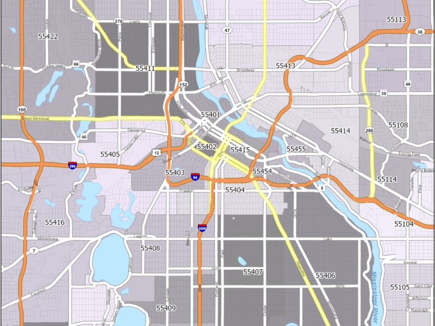 Minneapolis Zip Code Map GIS Geography