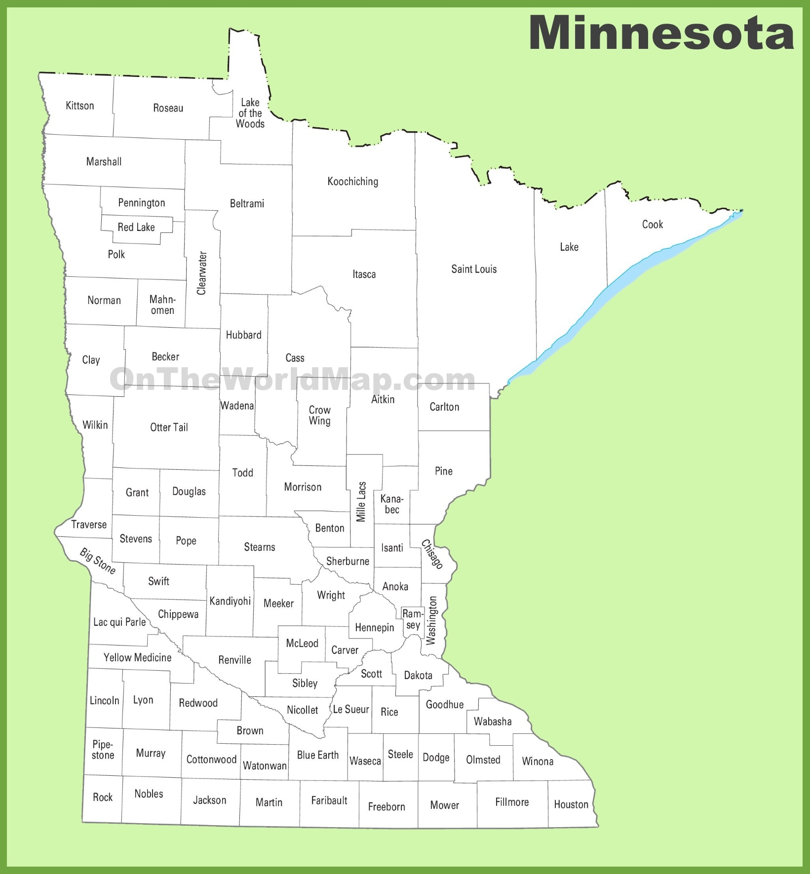 Map Of Minnesota Counties Printable