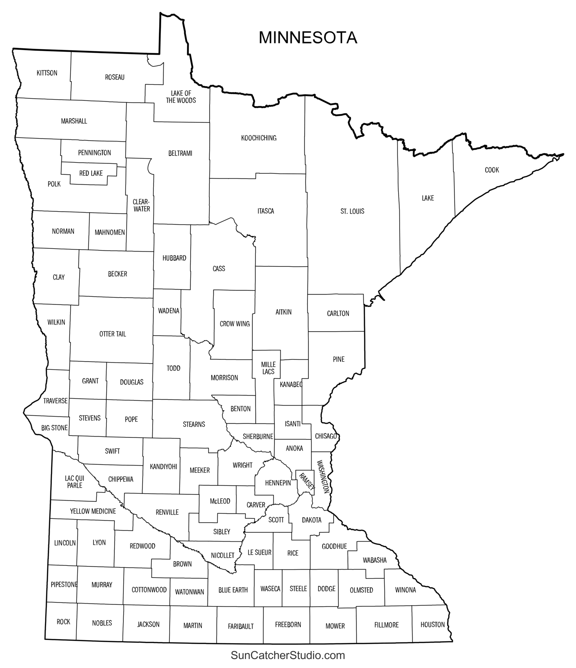 Free Printable Map Of Minnesota