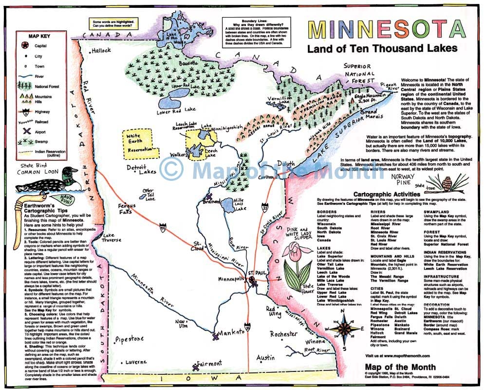 Minnesota Map Word Document Free Printable