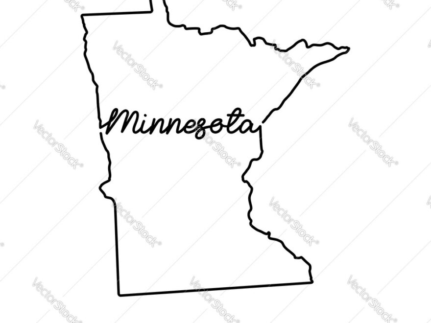 Minnesota Us State Outline Map Royalty Free Vector Image