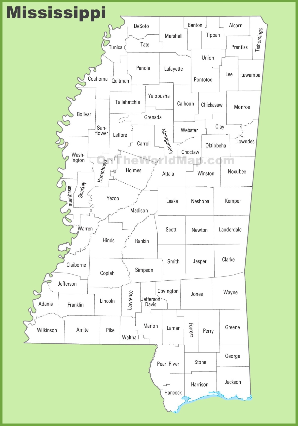 Free Printable Mississippi County Map
