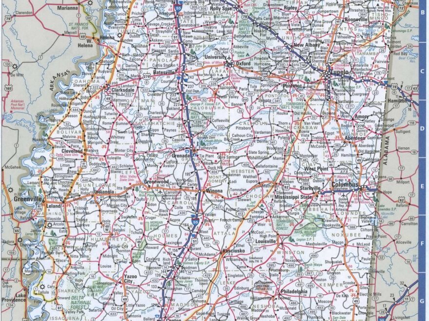 Mississippi Detailed Roads Map With Cities And Highways Free Printable Road Map Of Mississippi