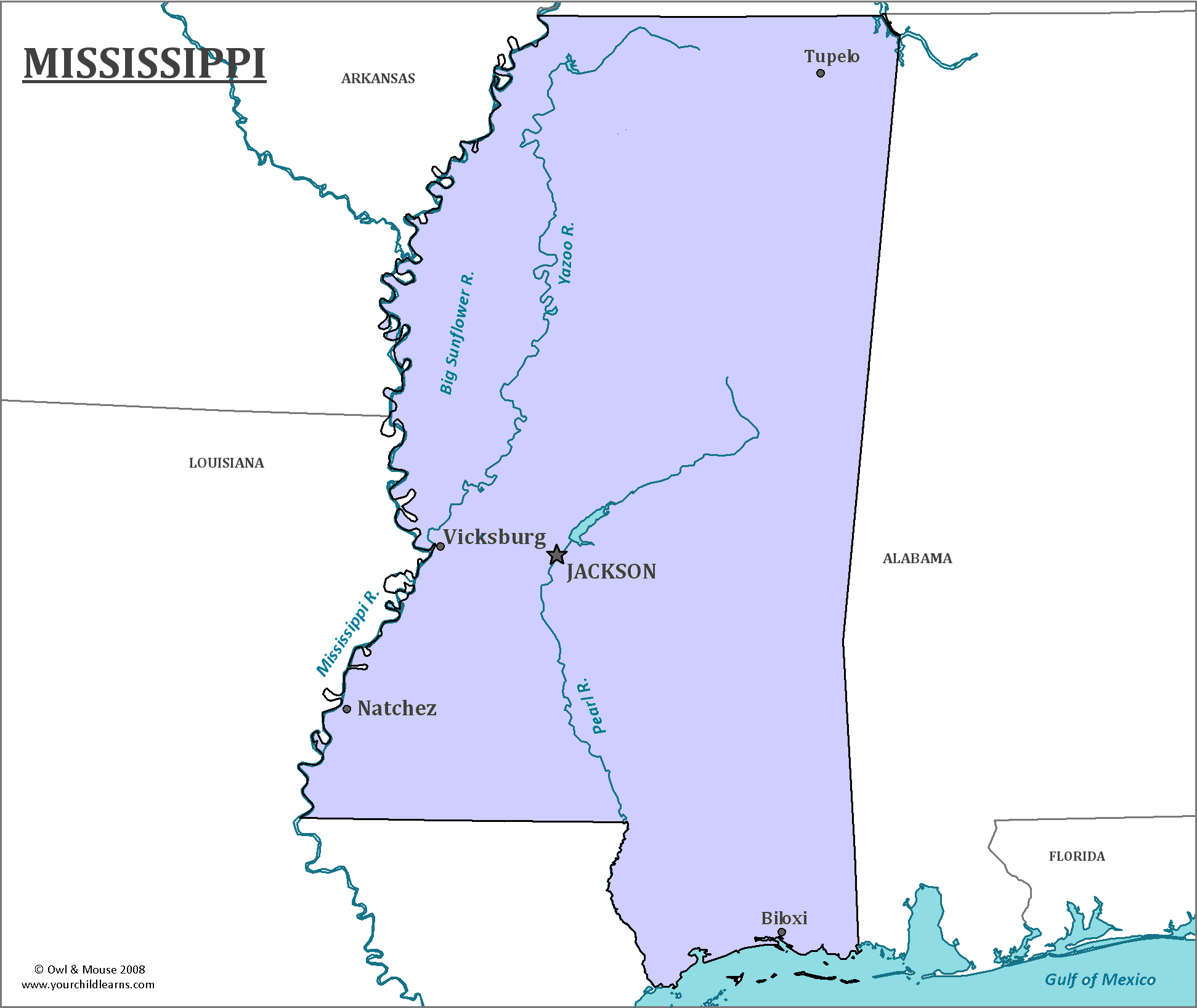 Mississippi State Map Map Of Mississippi And Information About The State