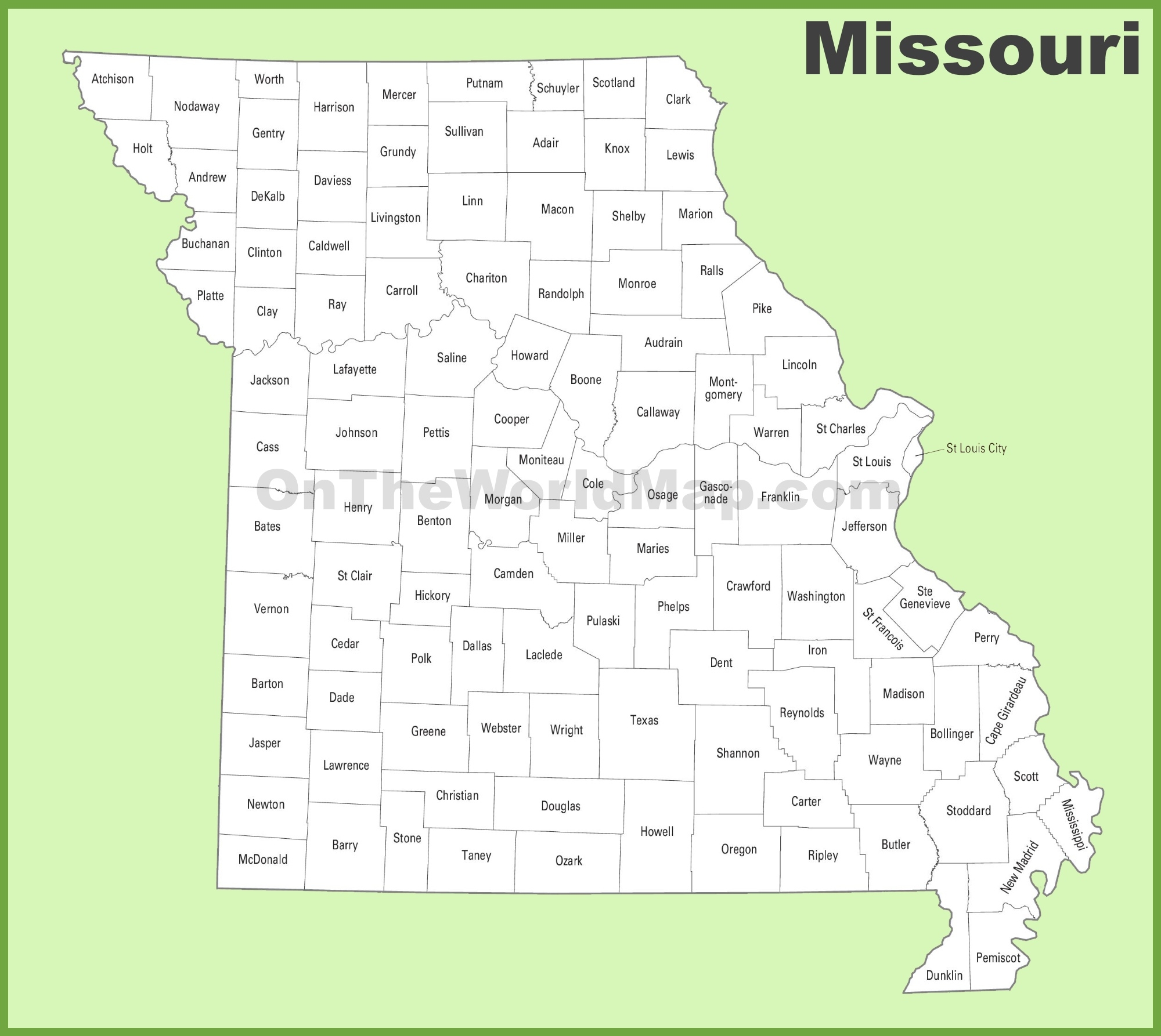 Printable Missouri County Map