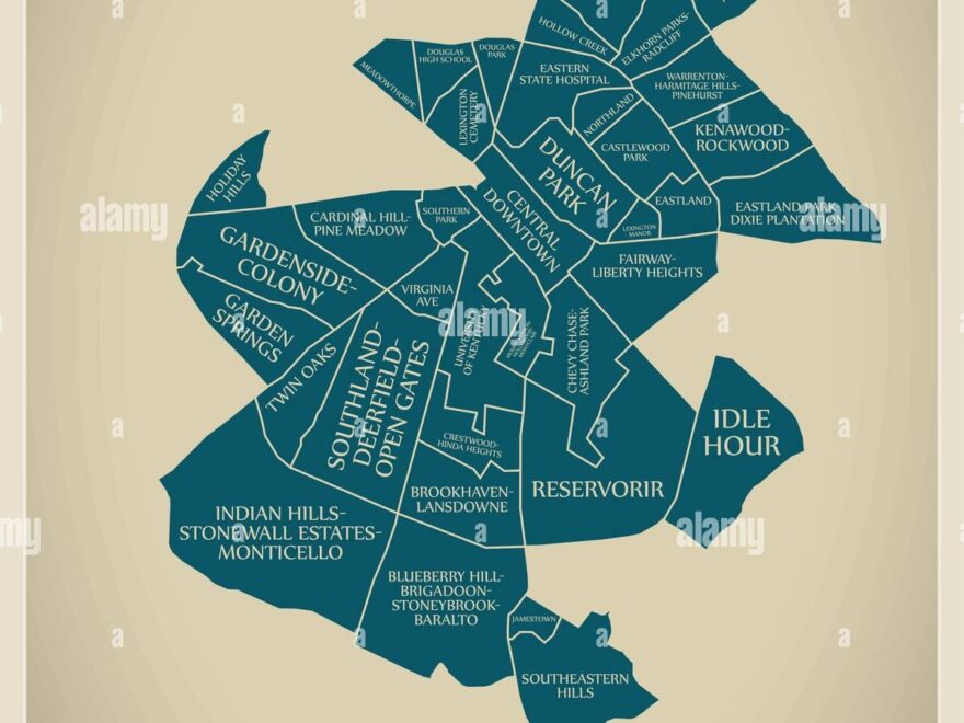 Modern City Map Lexington Fayette Kentucky City Of The USA With Neighborhoods And Titles Stock Vector Image Art Alamy