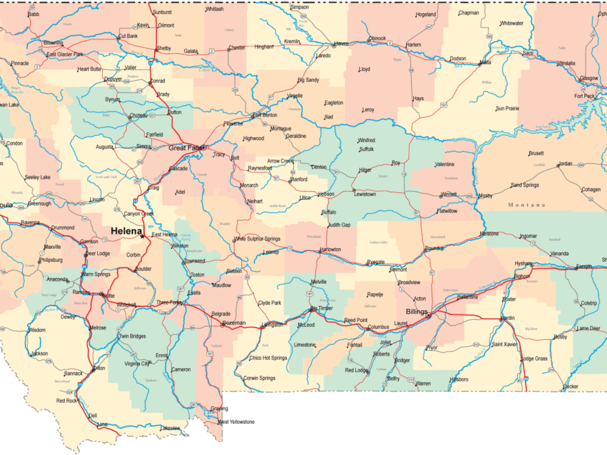 Montana Road Map MT Road Map Montana Highway Map
