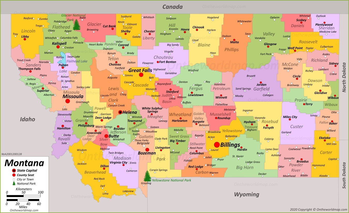 Montana State Map Printable