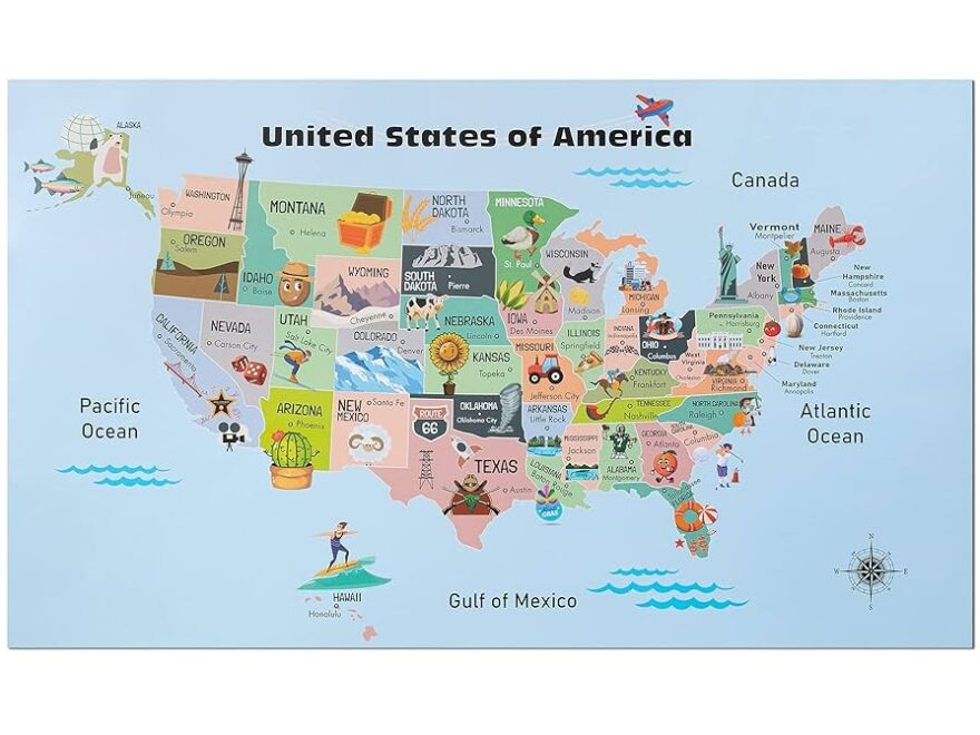 Mr Pen United States Map For Kids 14 5 x 24 6 US Map For Kids Learning Back To School Supplies Buy Online At Best Price In KSA Souq Is Now Amazon sa Office Products