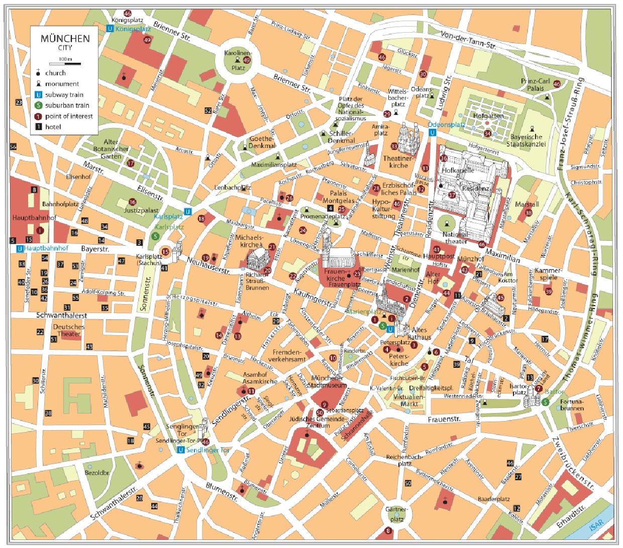 Printable Munich Tourist Map