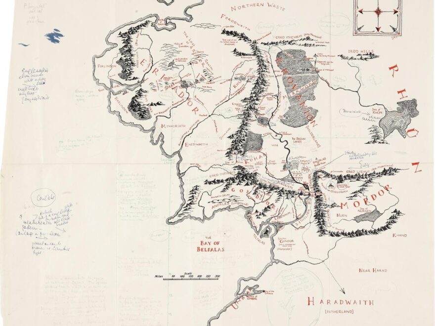 Museoteca Annotated Map Of Middle earth J R R Tolkien
