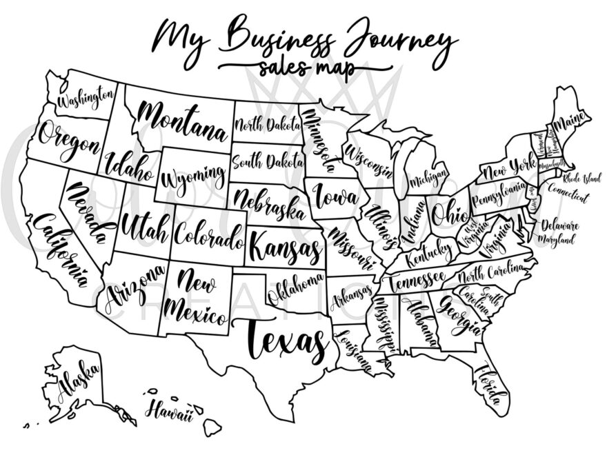 My Business Journey Sales Map PDF And PNG Small Business Sales Tracker Etsy Sales By State United States Of America Map USA Printable Etsy