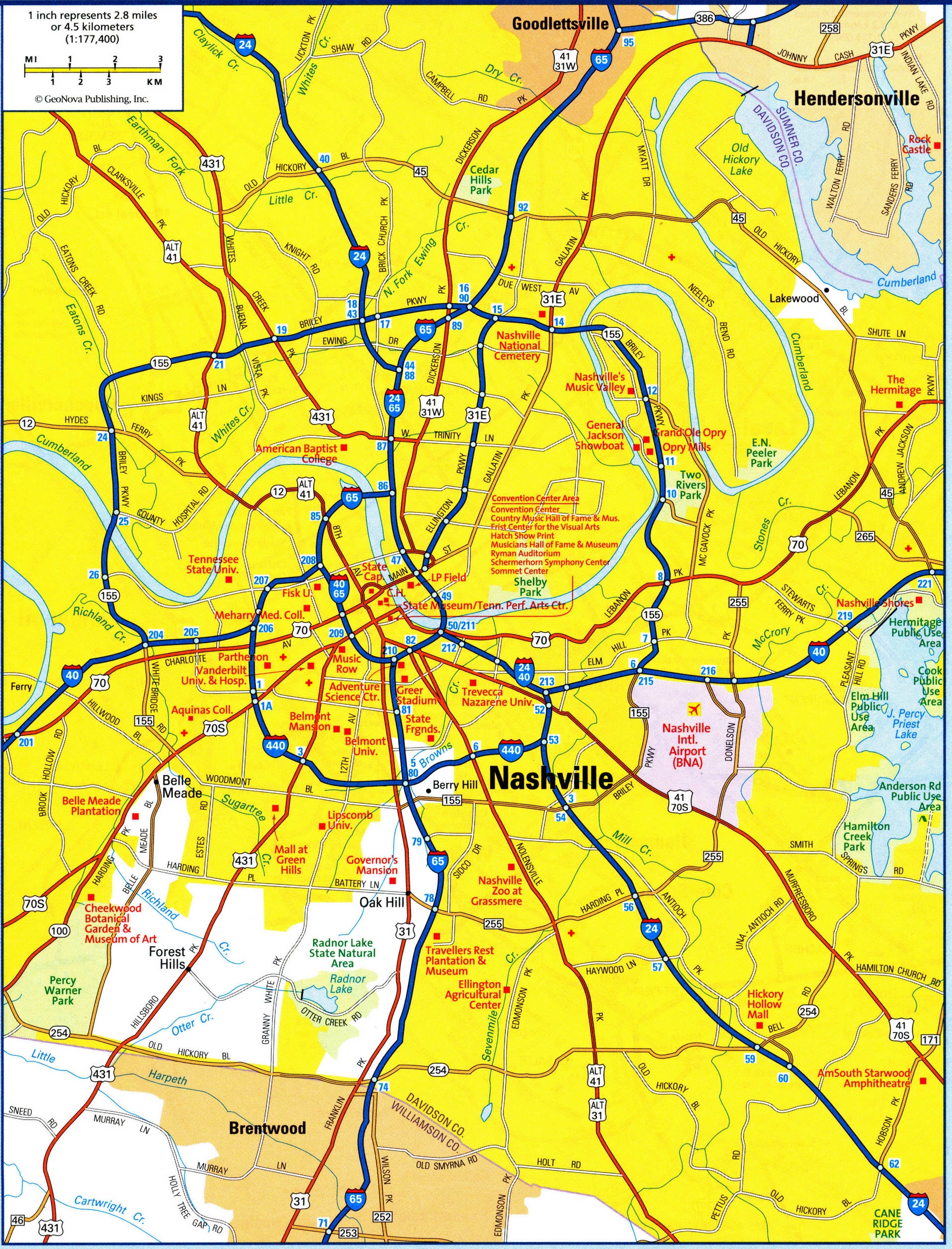 Nashville City Map Free Printable Detailed Map Of Nashville City Tennessee