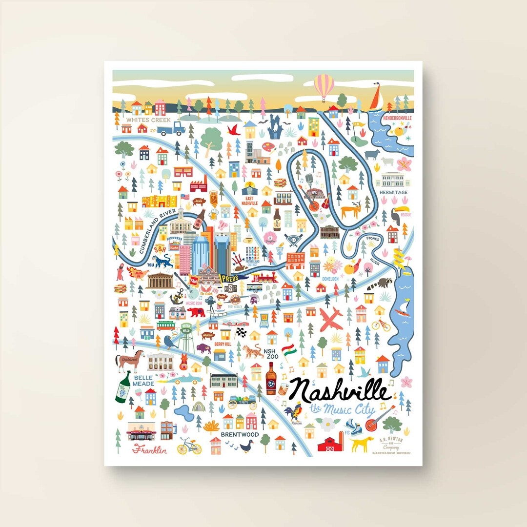 Nashville Printable Tourist Map