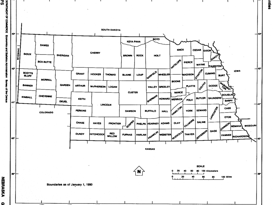 Nebraska Free Map