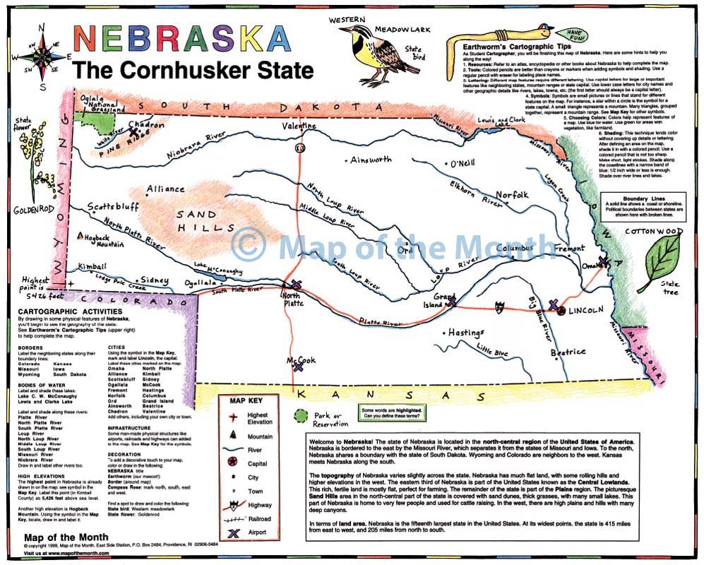 Printable Nebraska Map With Cities