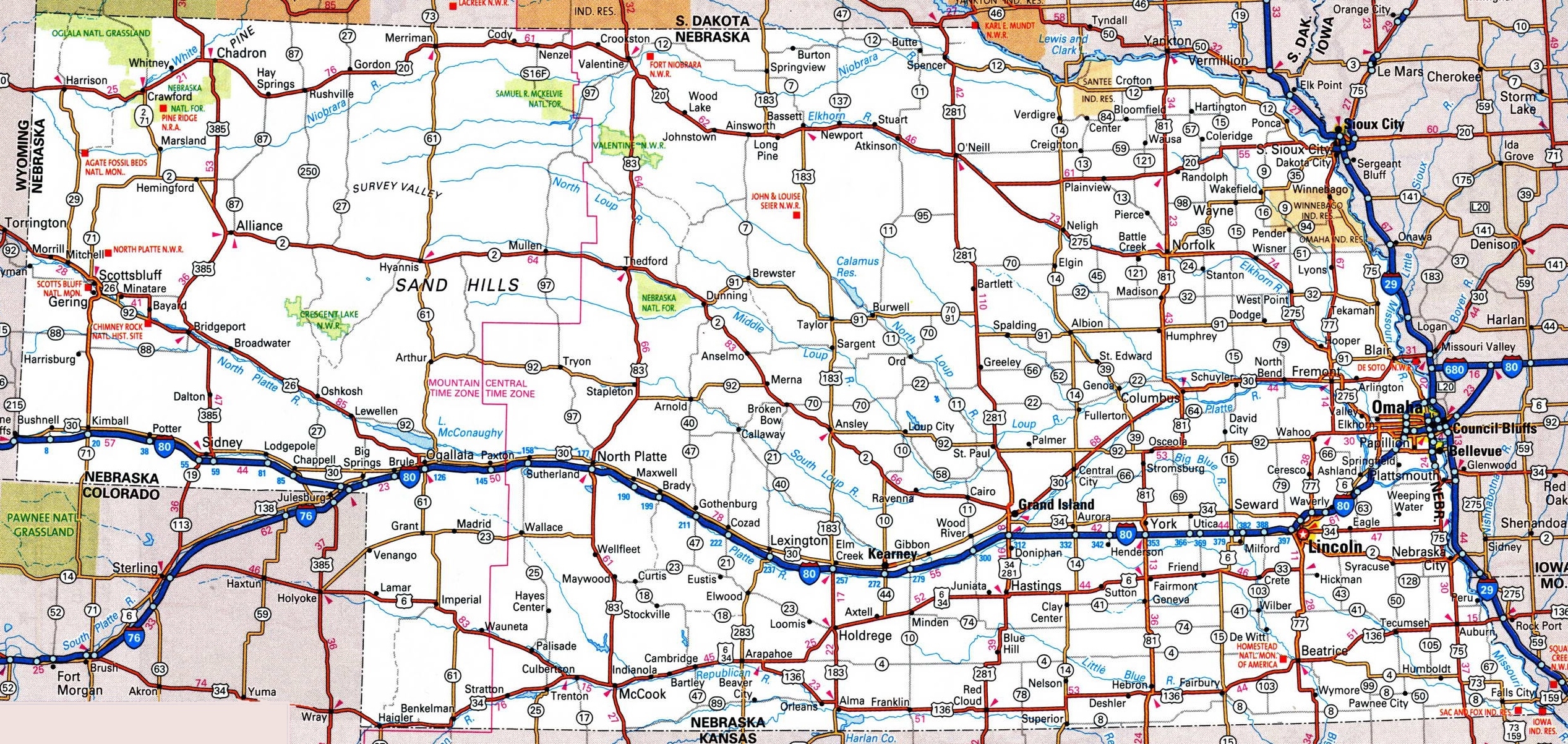 Nebraska Road Map Ontheworldmap