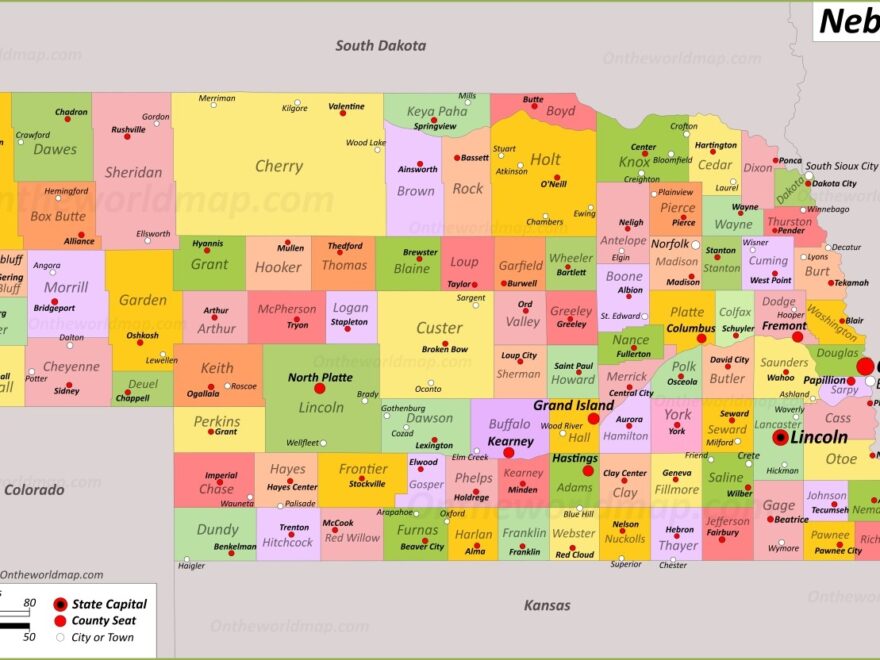 Nebraska State Map USA Maps Of Nebraska NE
