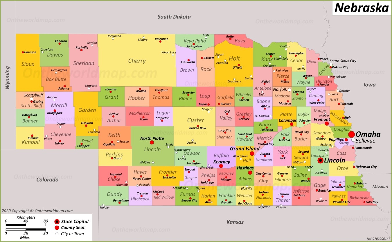 Nebraska State Map USA Maps Of Nebraska NE 