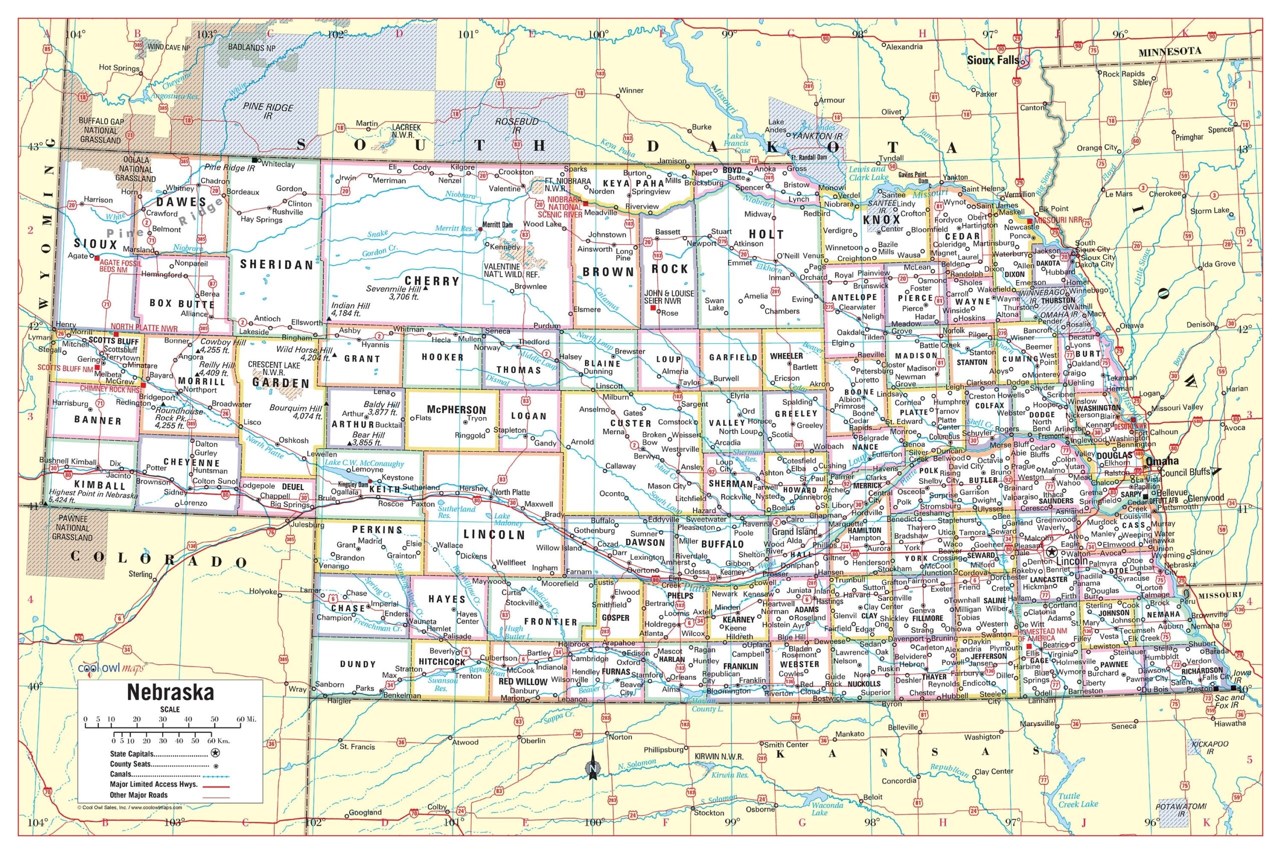 Nebraska State Map Printable