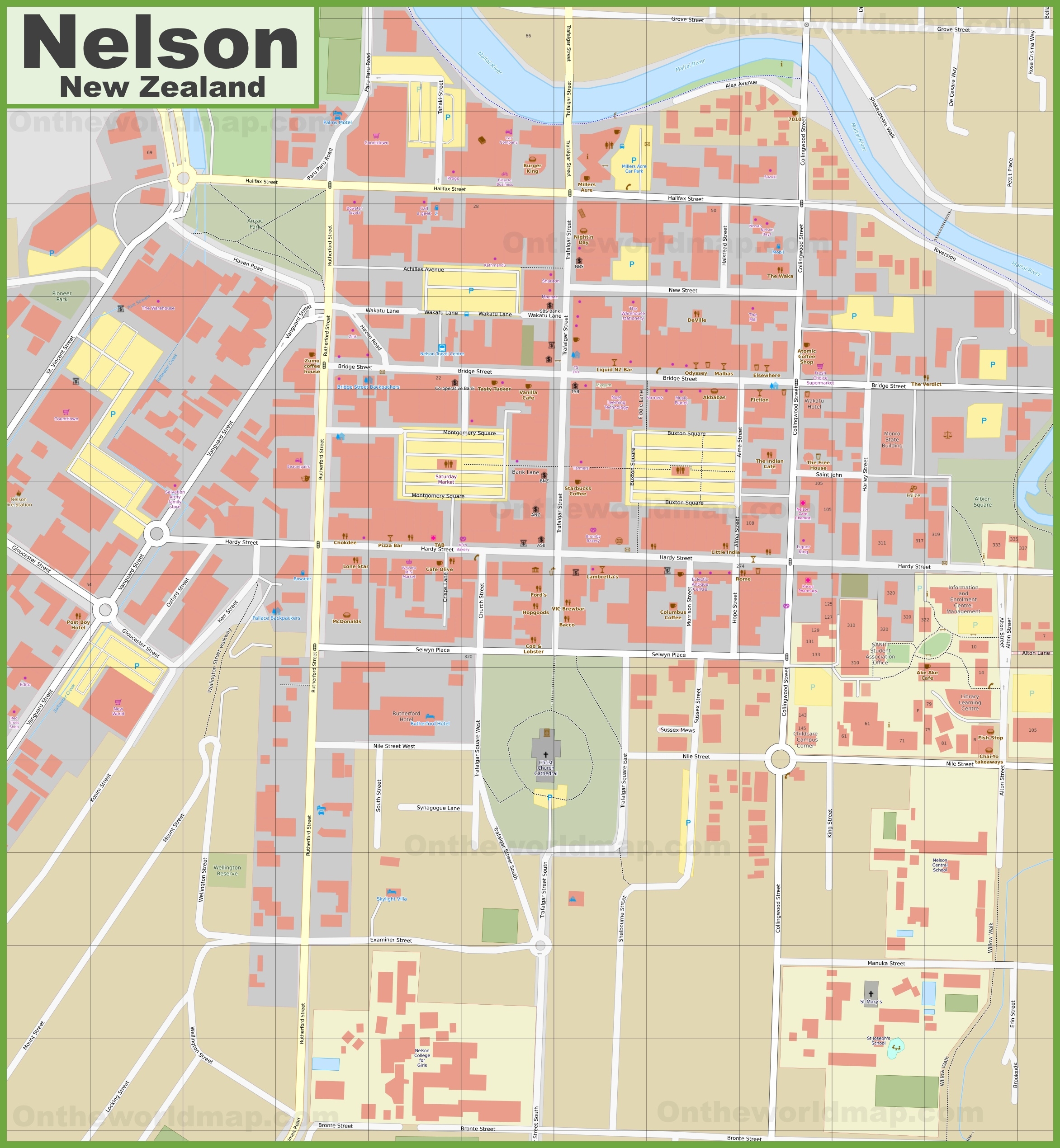 Nelson CBD Map Ontheworldmap