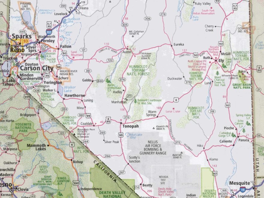 Nevada Road Map Ontheworldmap
