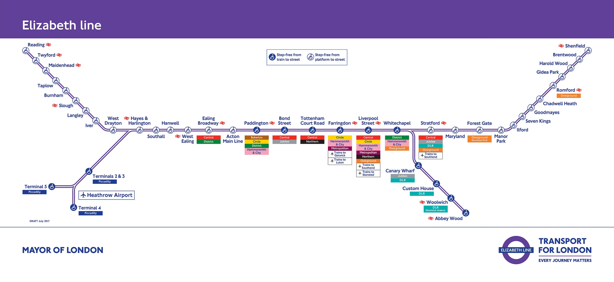 New Crossrail Elizabeth Line Tube Map Released