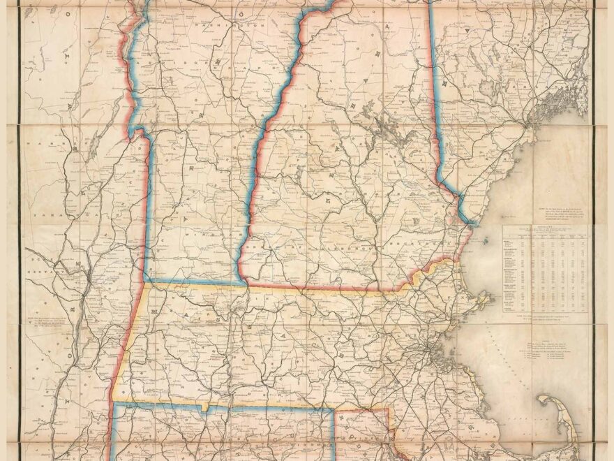 New England 1872 Old Map Reprint Postal Routes OLD MAPS