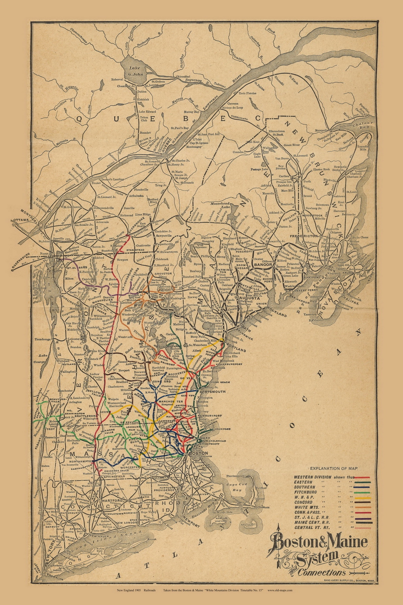 New England 1905 Old Map Reprint Boston Maine Railroad Map New England Long Island OLD MAPS New England 1905 Old Map Reprint Boston Maine Railroad Map New England Long Island OLD MAPS