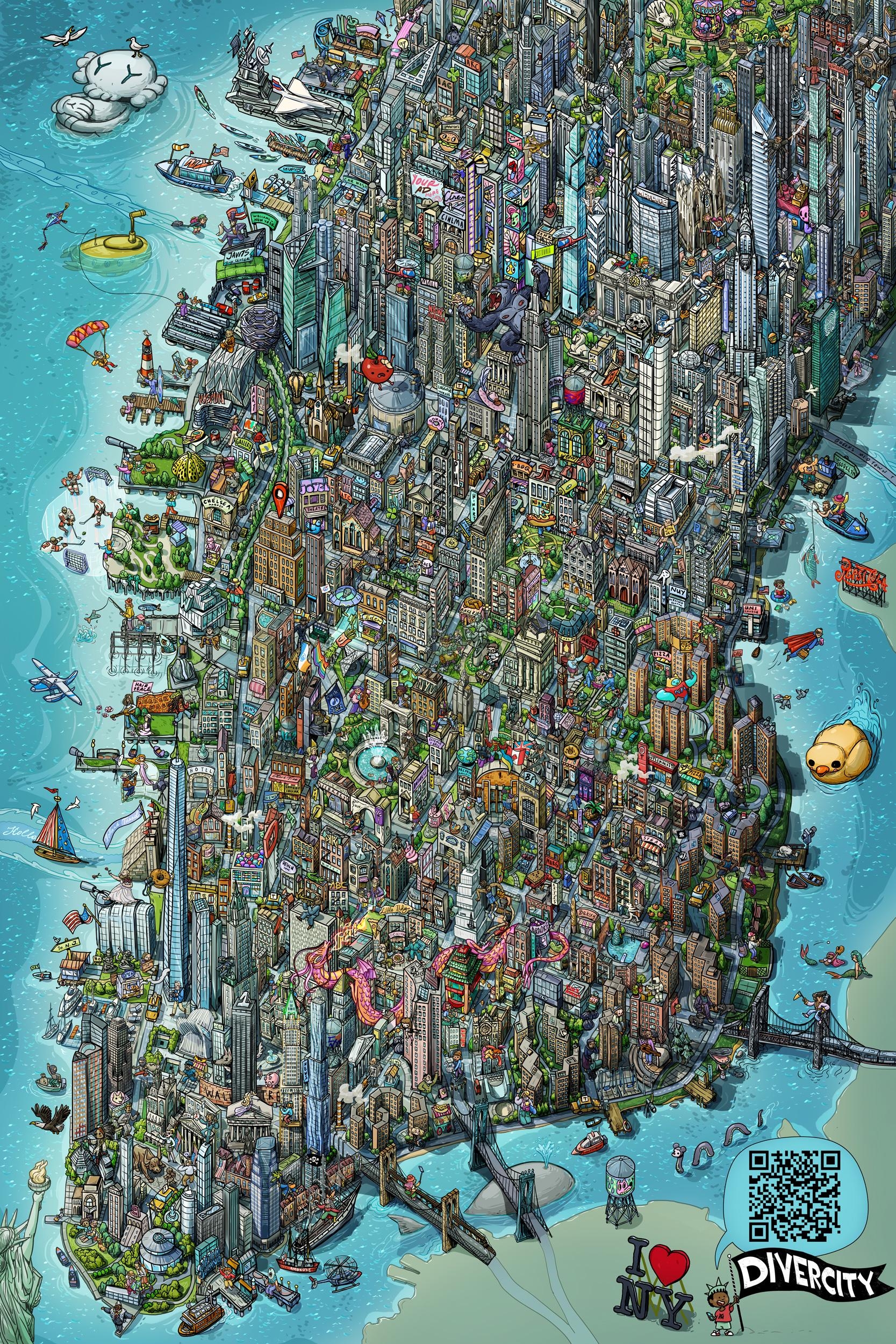 New Illustrated Map Of New York Divercity R nyc