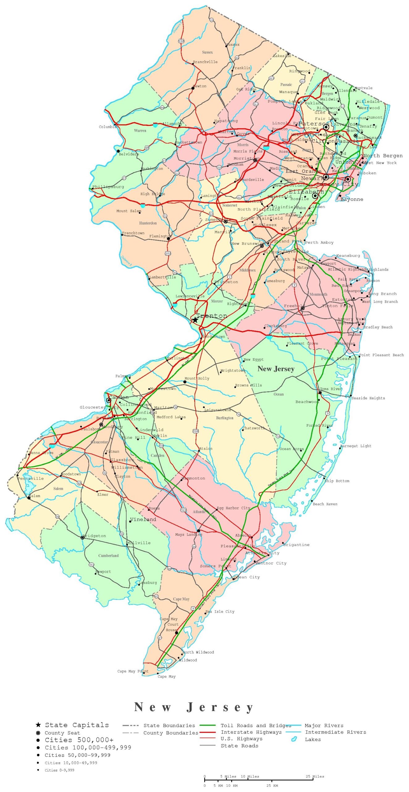 New Jersey Printable Map Worksheets Library