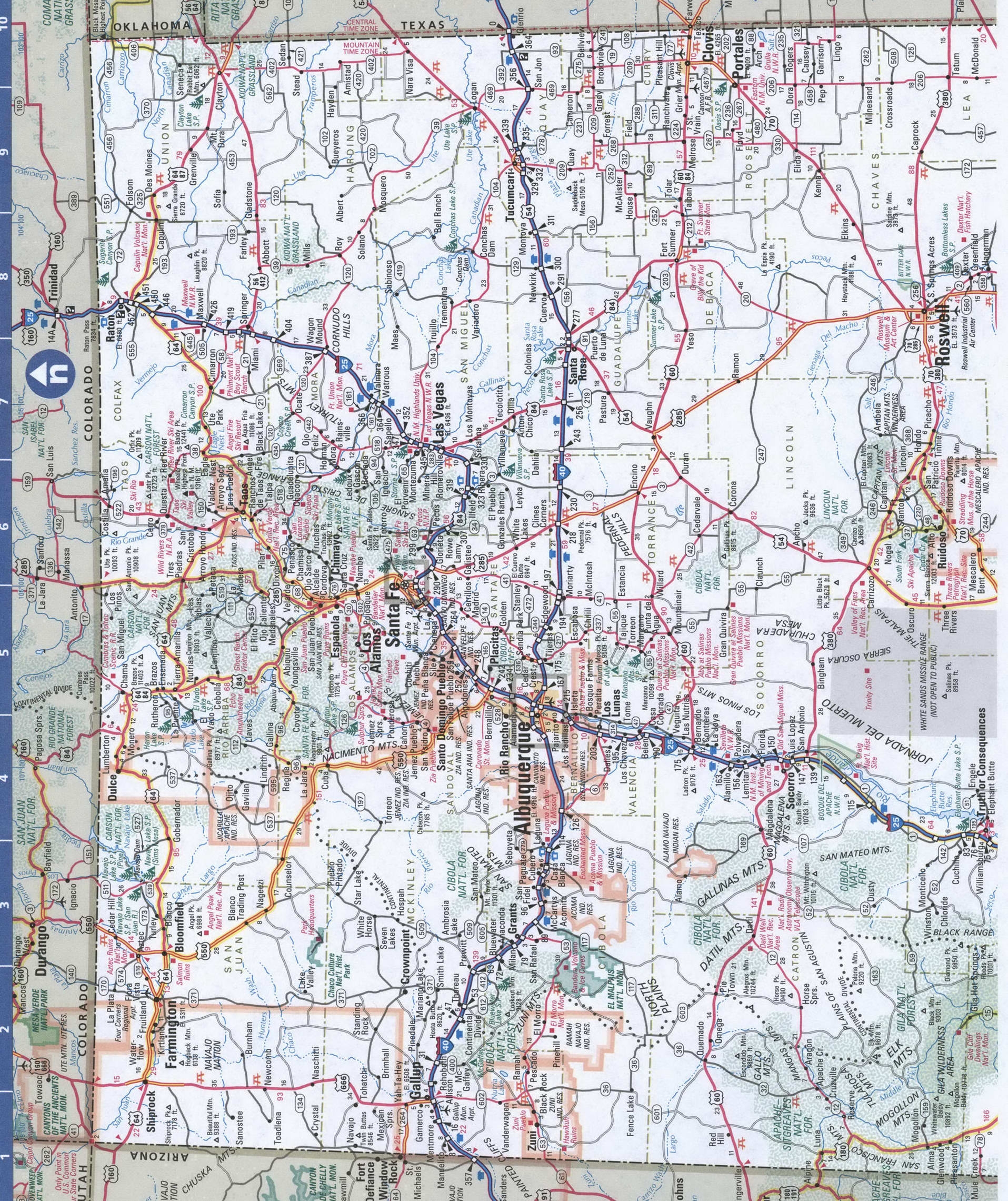 New Mexico Detailed Roads Map With Cities And Highways Free Printable Road Map