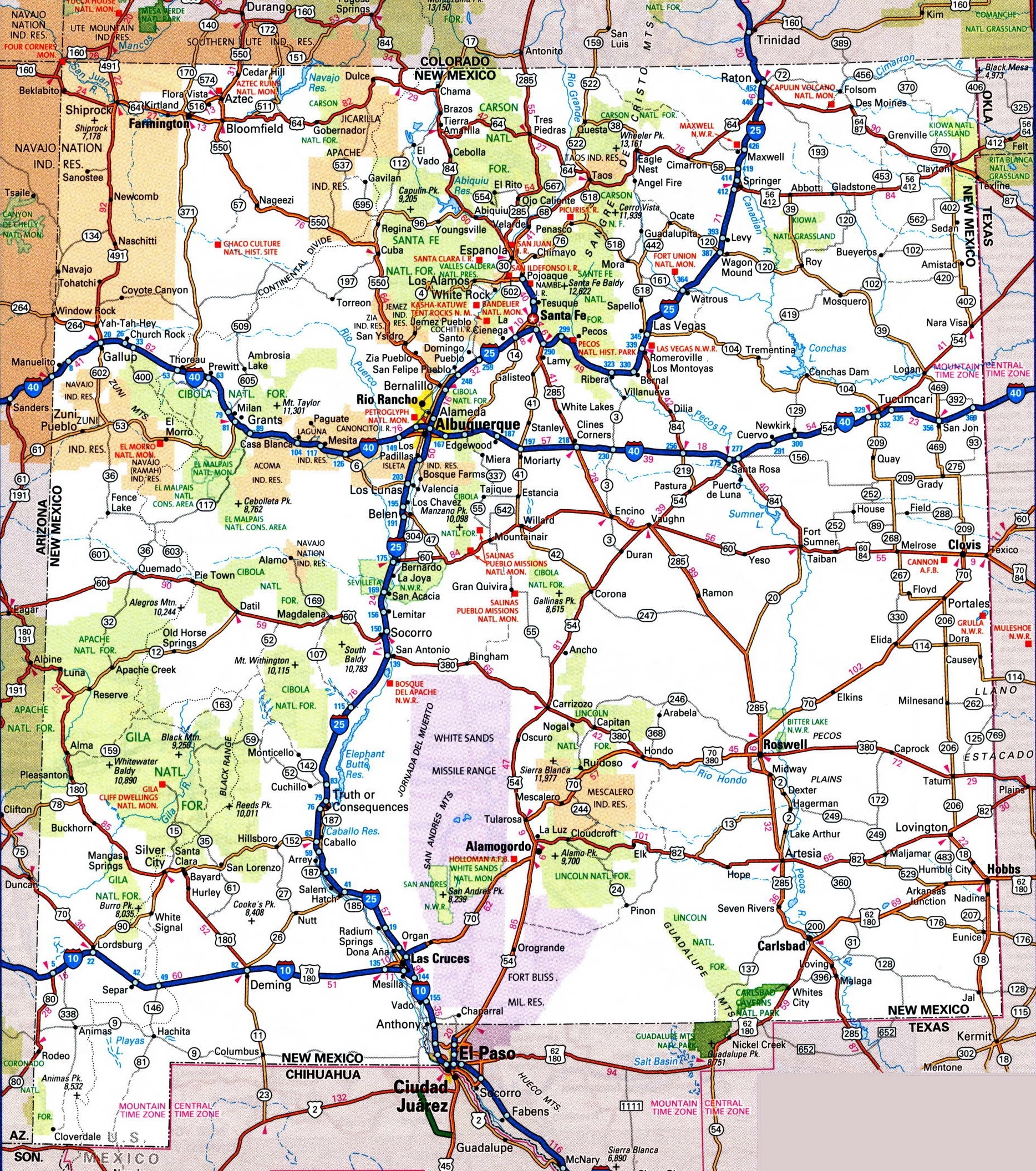 New Mexico Road Map Ontheworldmap