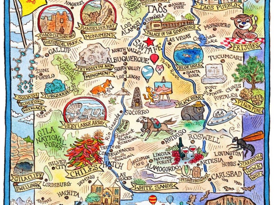 New Mexico State Map Art Print 11 X 14 Etsy