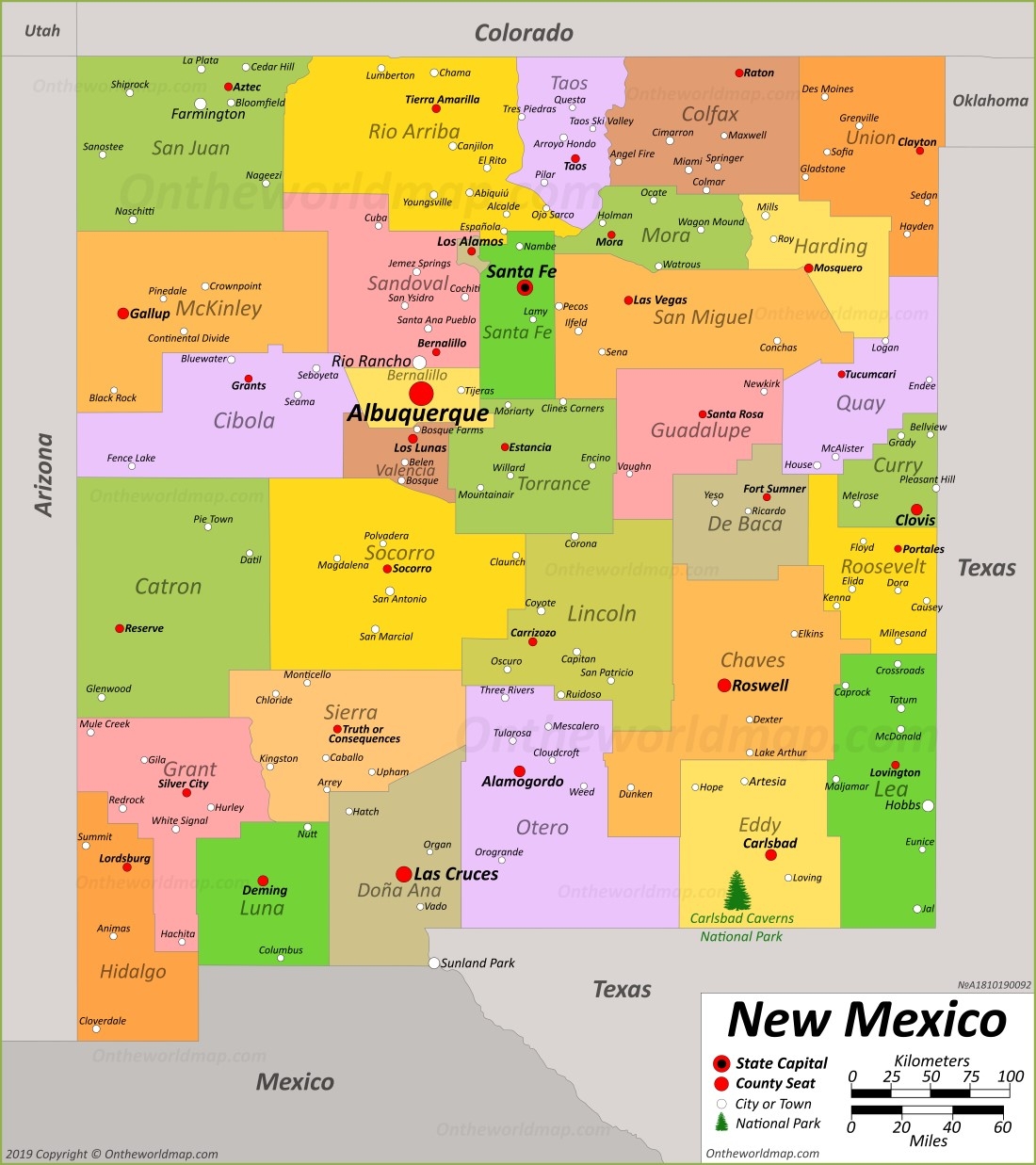 Large Printable Map Of New Mexico