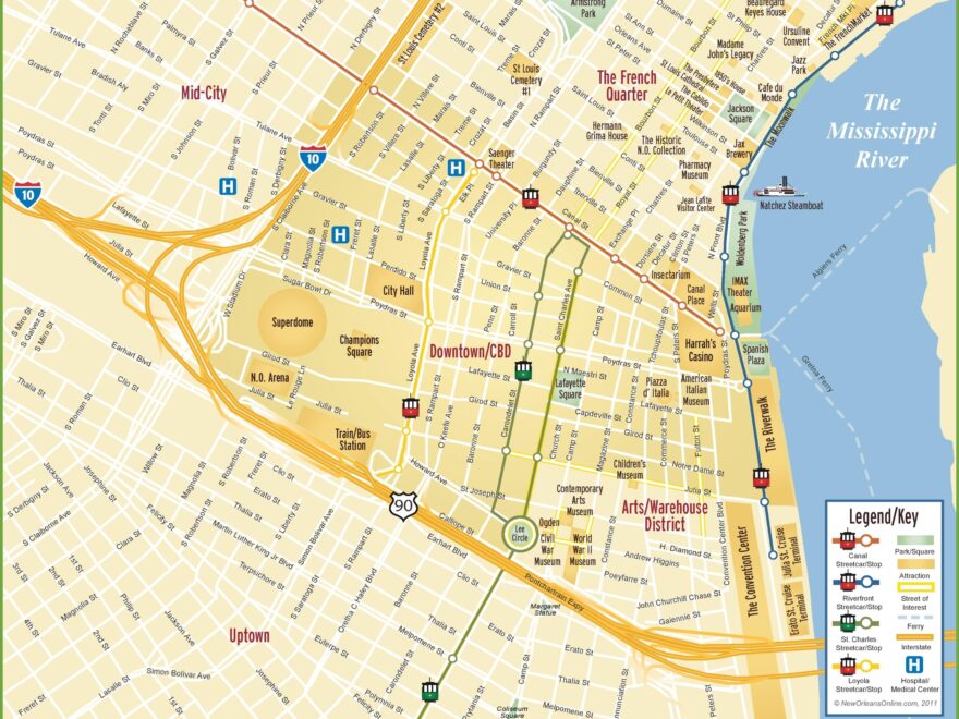 New Orleans CBD And Downtown Map Ontheworldmap