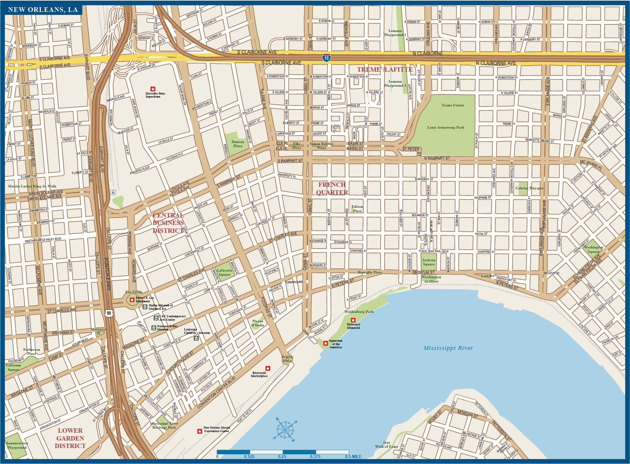 New Orleans Printable Map Free