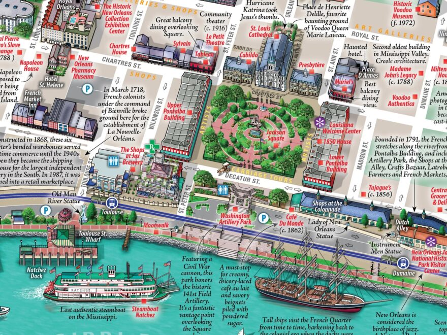 New Orleans French Quarter Illustrated Map folded Etsy