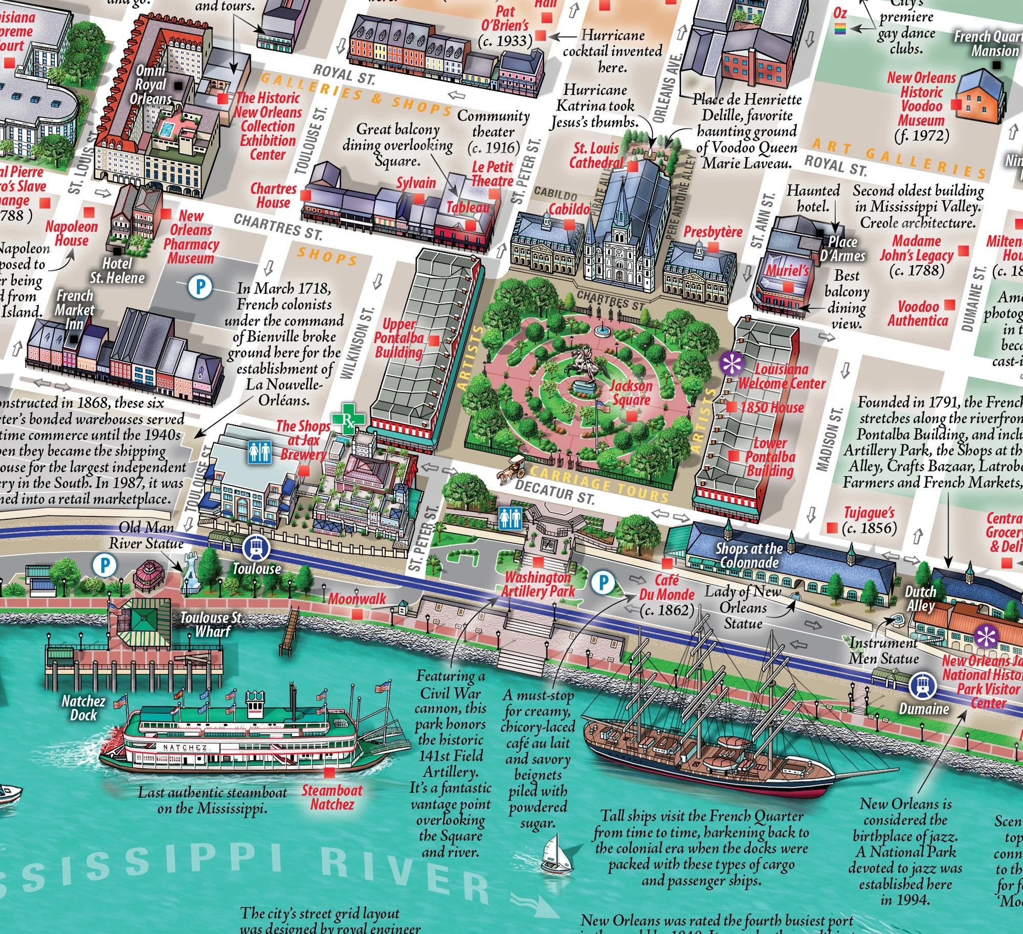 New Orleans French Quarter Illustrated Map folded Etsy