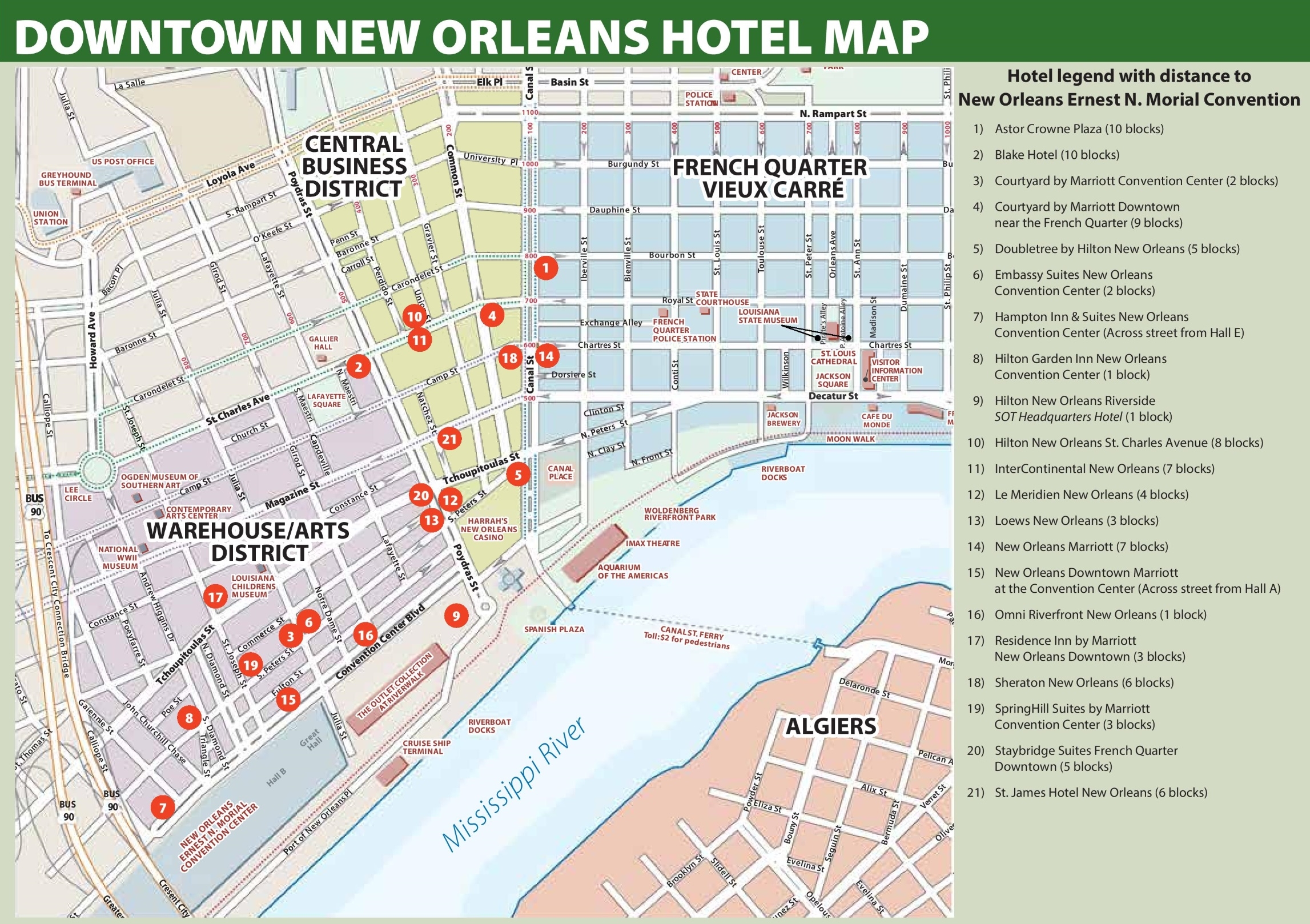 New Orleans Hotel Map Ontheworldmap