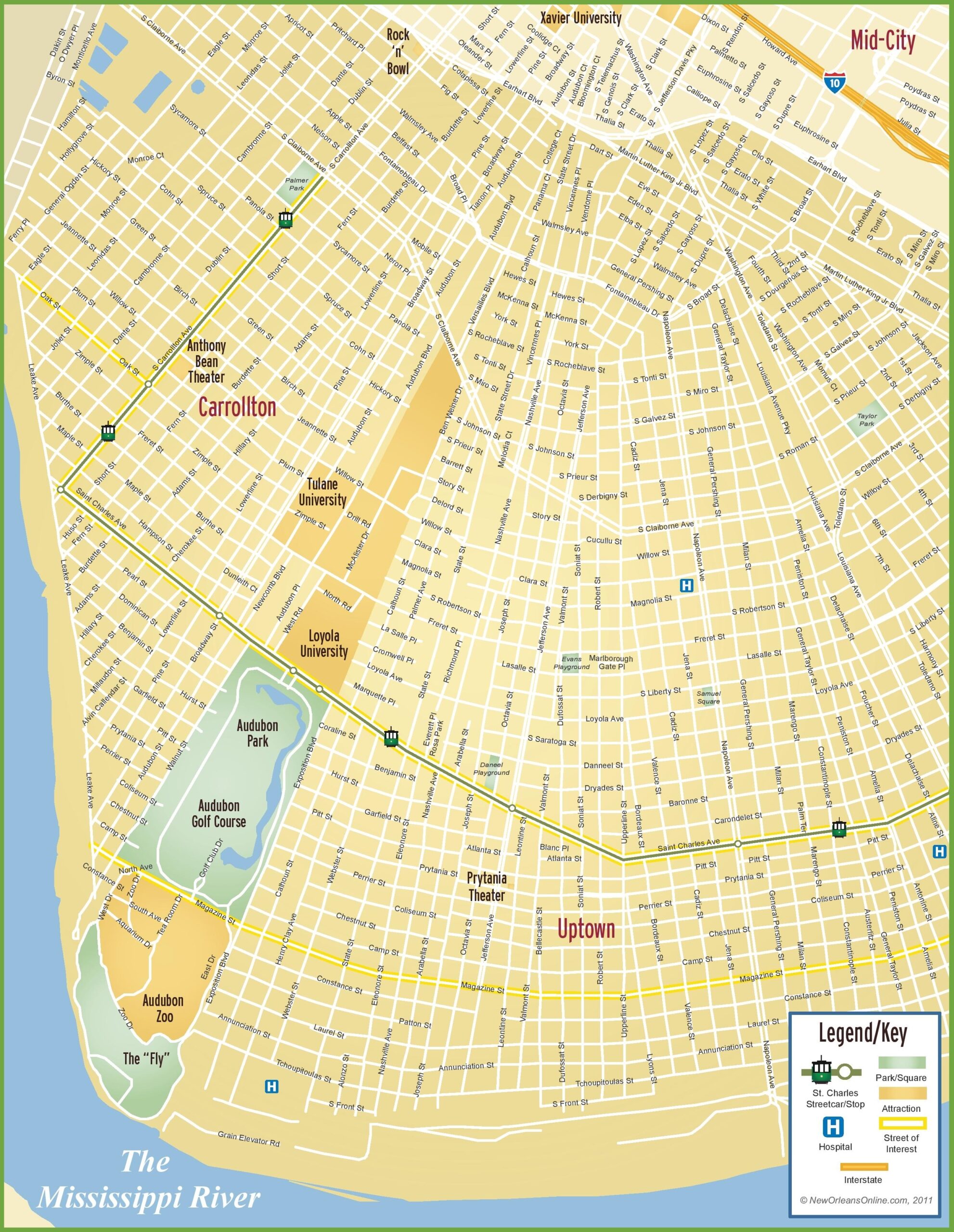 New Orleans Uptown Map Ontheworldmap