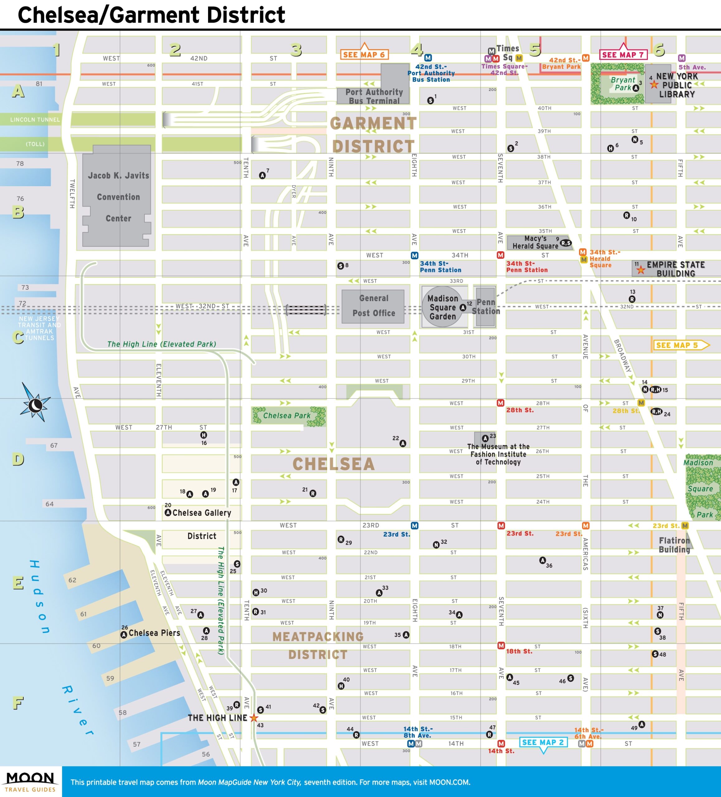 New York City Map Chelsea And The Garment District Moon Travel Worksheets Library