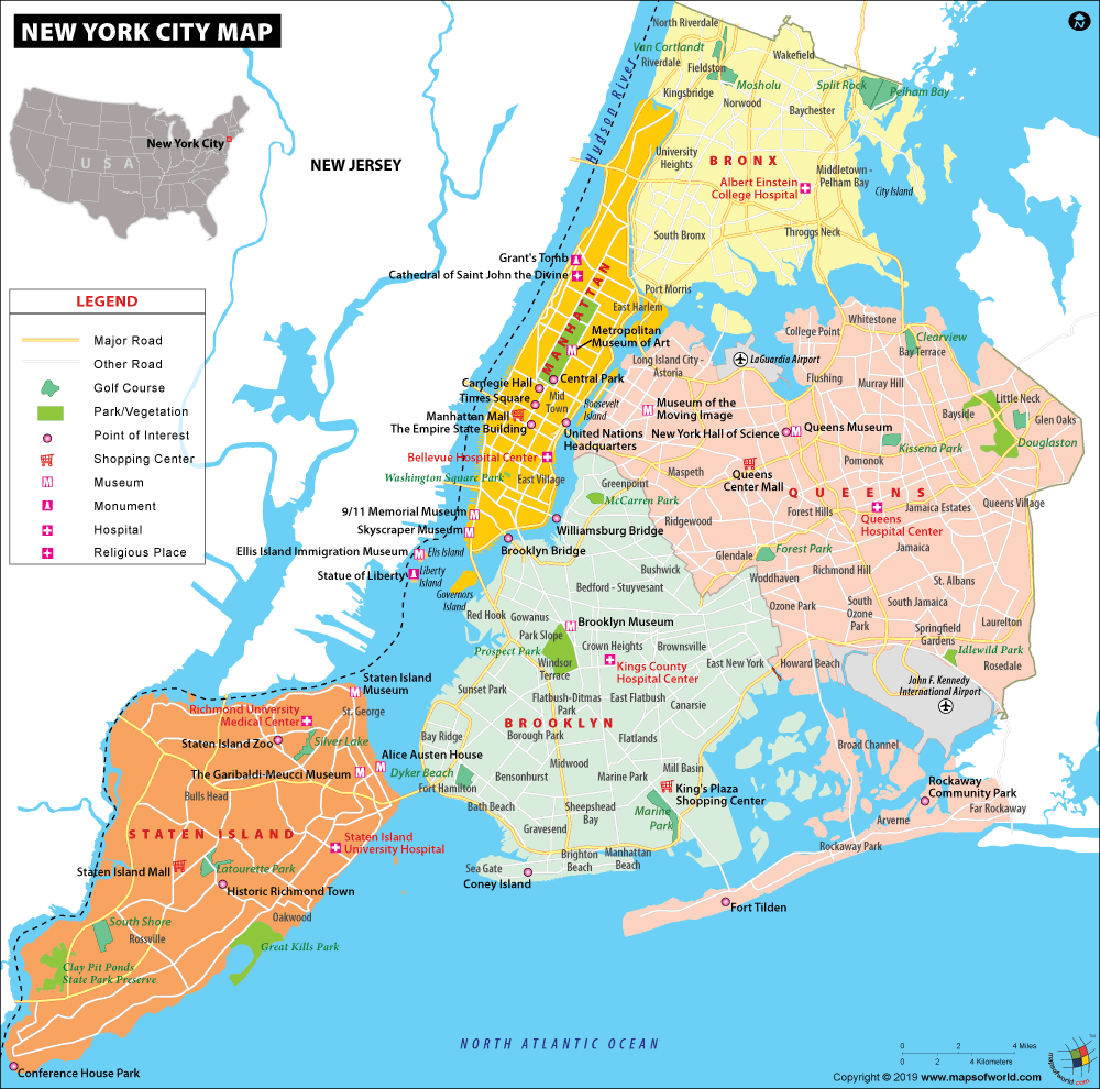 New York City Attractions Map Printable
