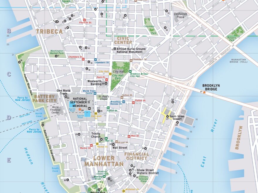 New York City Map Lower Manhattan Tribeca And Chinatown Worksheets Library
