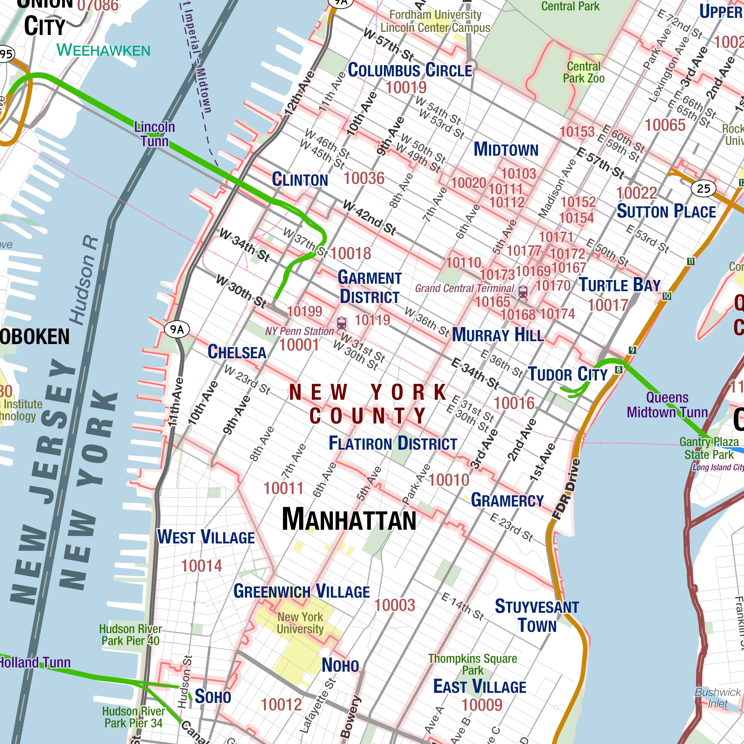 New York City NY 25 Mile Radius Wall Map By MapShop The Map Shop