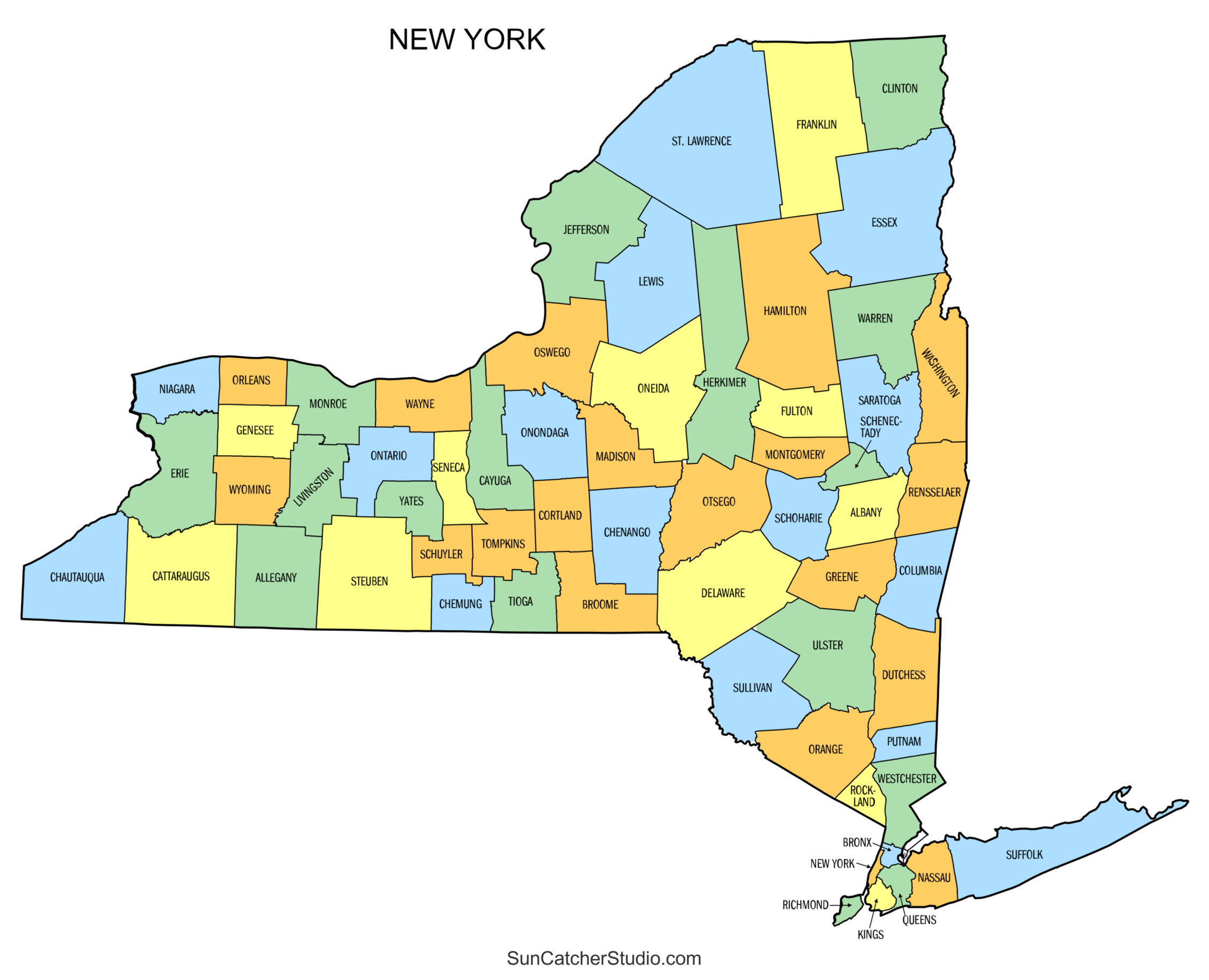 Free Printable New York State Map